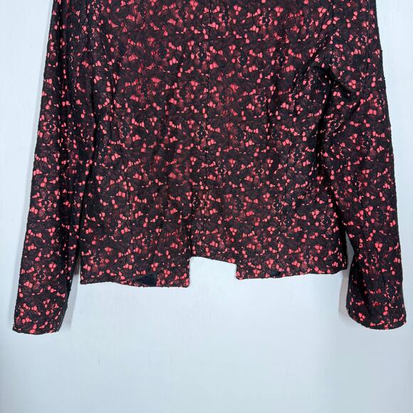 Sandro Open Lace Blazer Women's Size 36 Pink Black Elegant Career Workwear - Picture 6 of 8